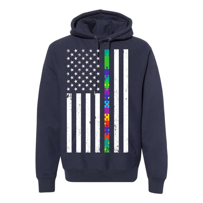 Thin Puzzle Line Autism Flag Premium Hoodie