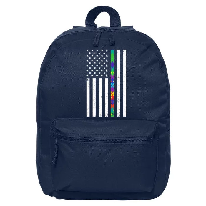 Thin Puzzle Line Autism Flag 16 in Basic Backpack