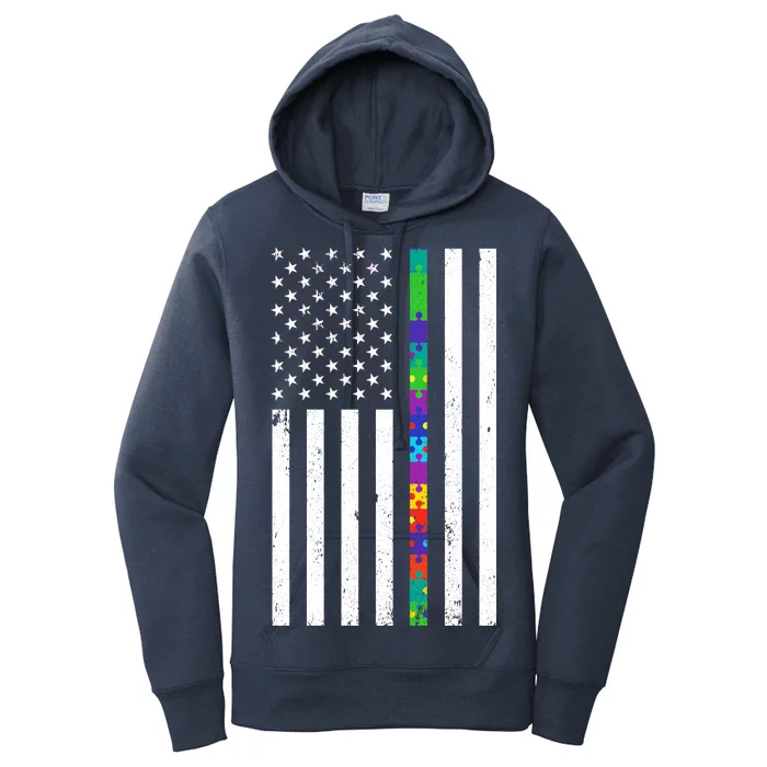 Thin Puzzle Line Autism Flag Women's Pullover Hoodie