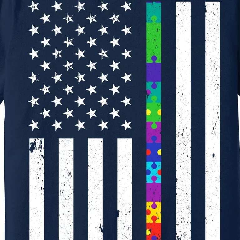 Thin Puzzle Line Autism Flag Premium T-Shirt