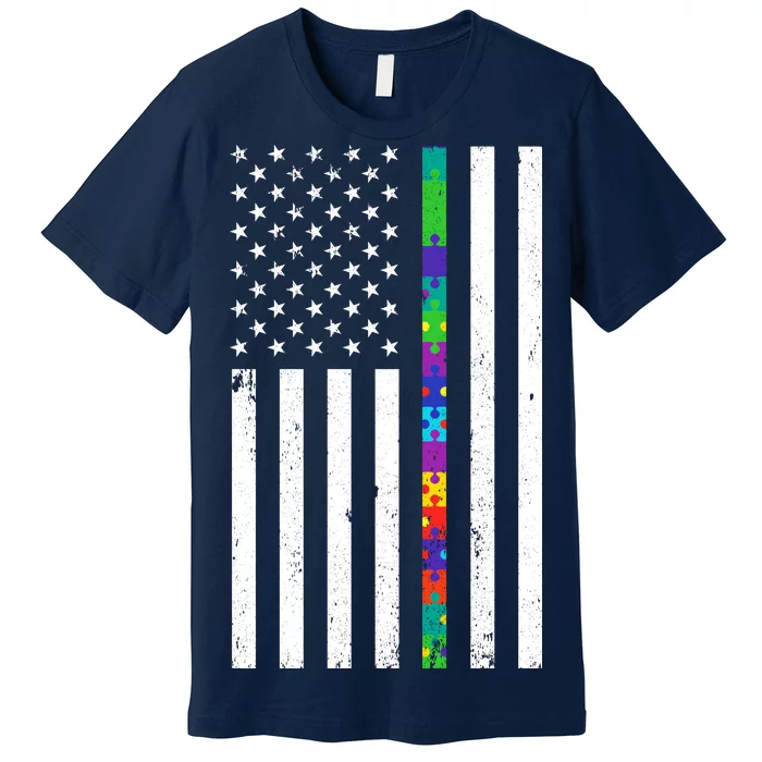 Thin Puzzle Line Autism Flag Premium T-Shirt