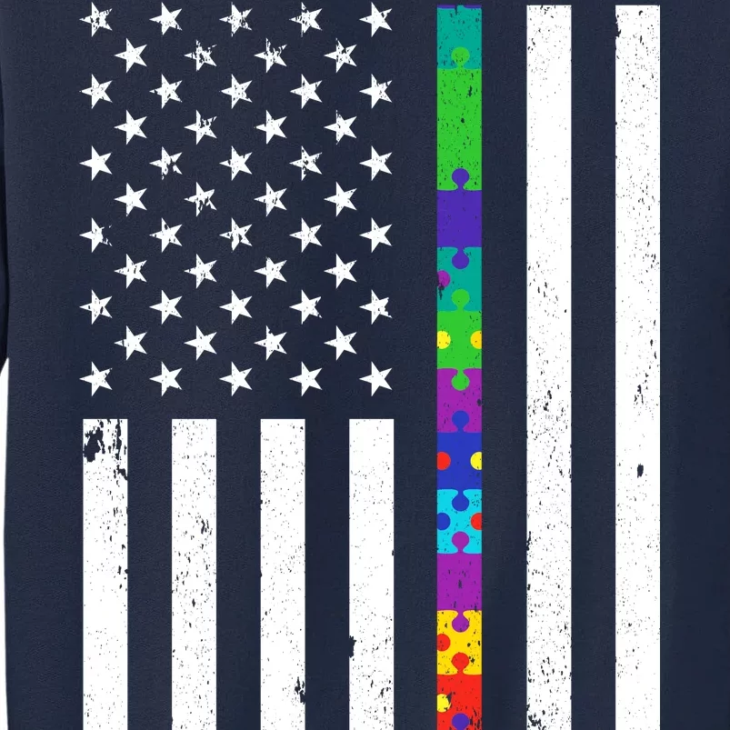 Thin Puzzle Line Autism Flag Tall Sweatshirt