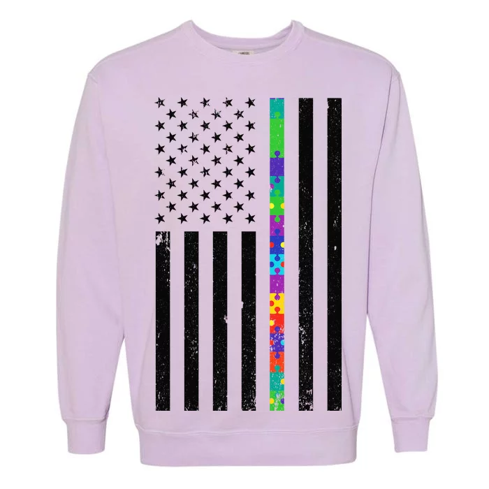 Thin Puzzle Line Autism Flag Garment-Dyed Sweatshirt