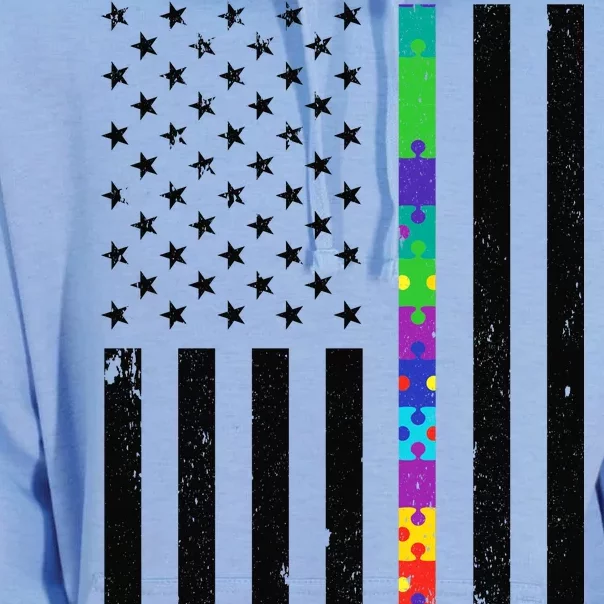 Thin Puzzle Line Autism Flag Unisex Surf Hoodie