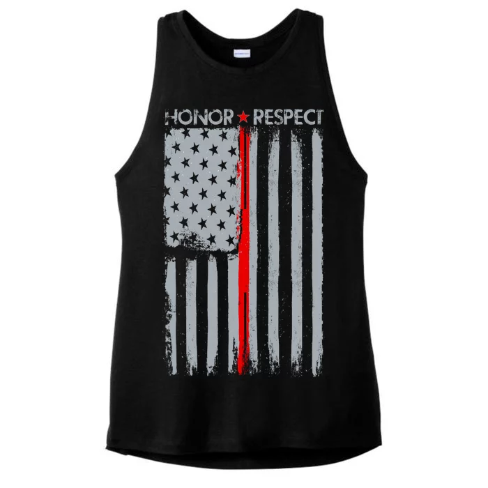 Thin Red Line American Flag Ladies Tri-Blend Wicking Tank