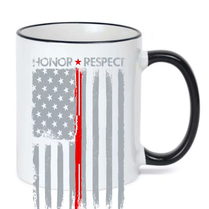 Thin Red Line American Flag Black Color Changing Mug