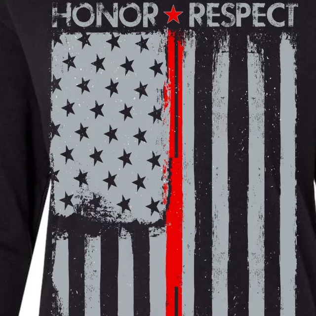 Thin Red Line American Flag Womens Cotton Relaxed Long Sleeve T-Shirt