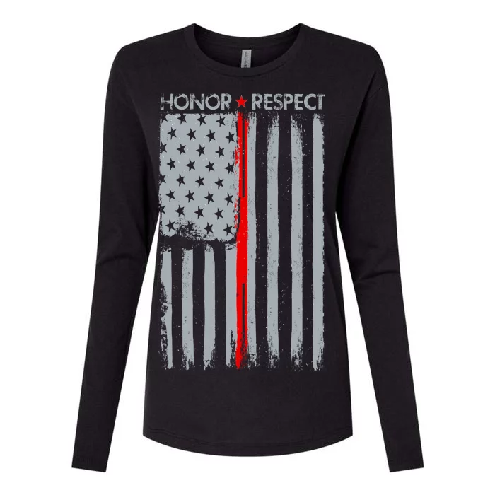 Thin Red Line American Flag Womens Cotton Relaxed Long Sleeve T-Shirt