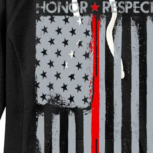 Thin Red Line American Flag Women's Fleece Hoodie