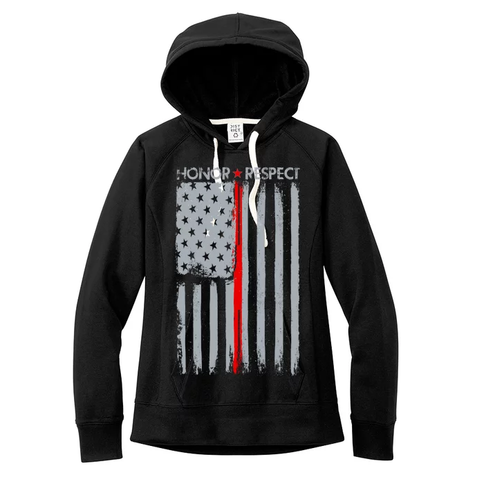 Thin Red Line American Flag Women's Fleece Hoodie