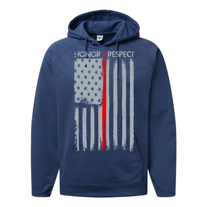 Thin Red Line American Flag Performance Fleece Hoodie