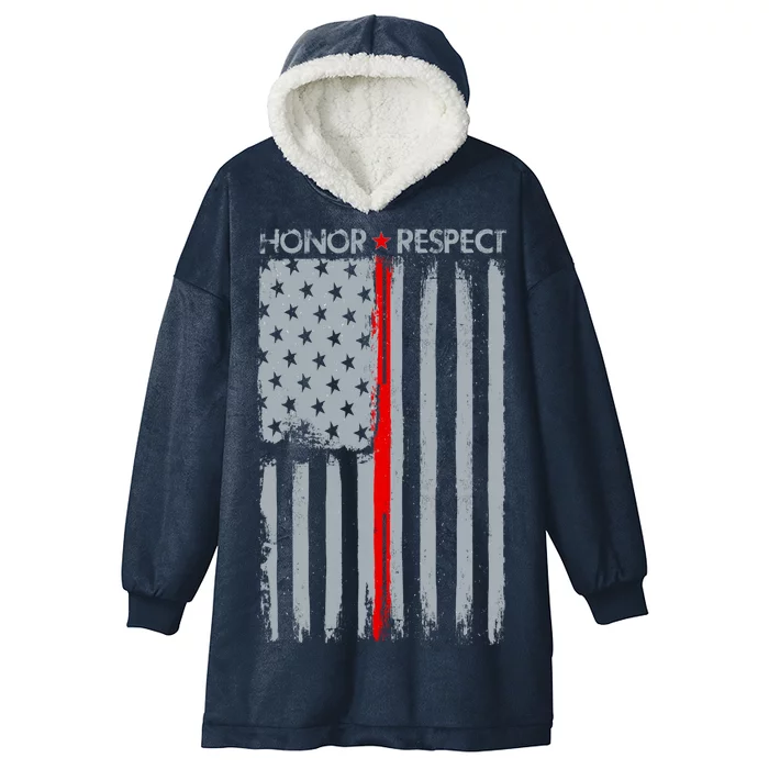 Thin Red Line American Flag Hooded Wearable Blanket