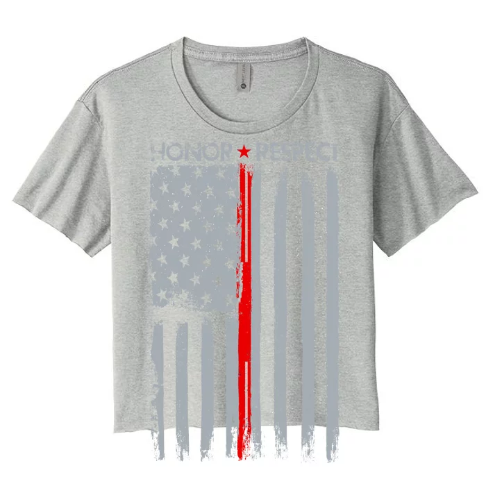 Thin Red Line American Flag Women's Crop Top Tee