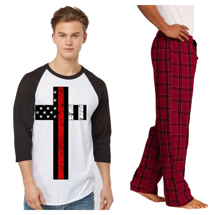 Thin Red Line Cross Firefighter Raglan Sleeve Pajama Set