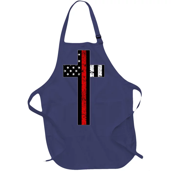 Thin Red Line Cross Firefighter Full-Length Apron With Pocket