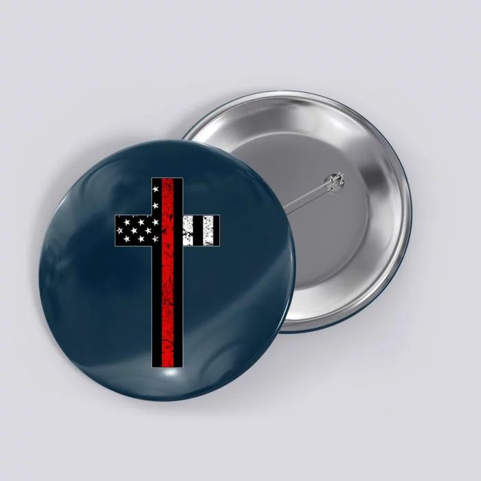 Thin Red Line Cross Firefighter Button