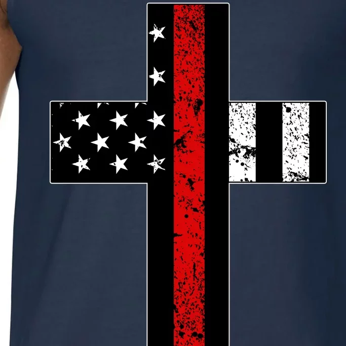 Thin Red Line Cross Firefighter Comfort Colors® Tank Top