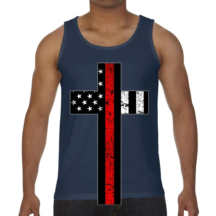 Thin Red Line Cross Firefighter Comfort Colors® Tank Top