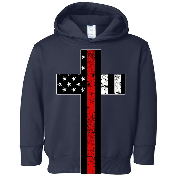 Thin Red Line Cross Firefighter Toddler Hoodie