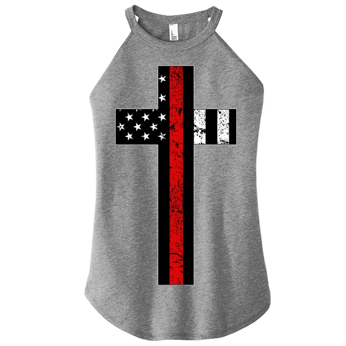 Thin Red Line Cross Firefighter Women’s Perfect Tri Rocker Tank