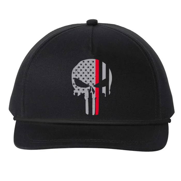 Thin Red Line Skull USA Firefighter Flag Snapback Five-Panel Rope Hat