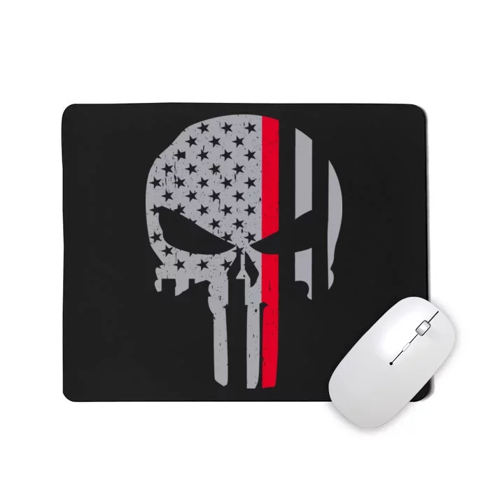 Thin Red Line Skull USA Firefighter Flag Mousepad