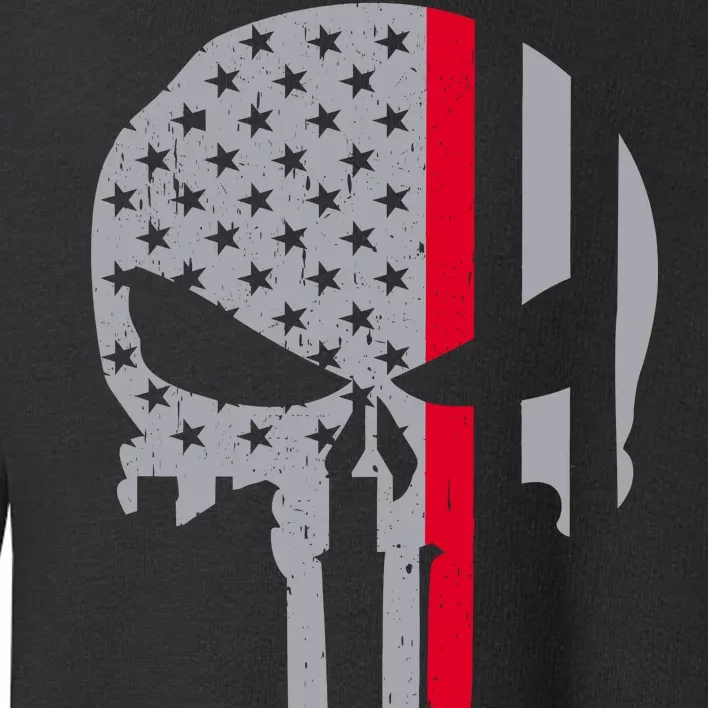 Thin Red Line Skull USA Firefighter Flag Toddler Sweatshirt