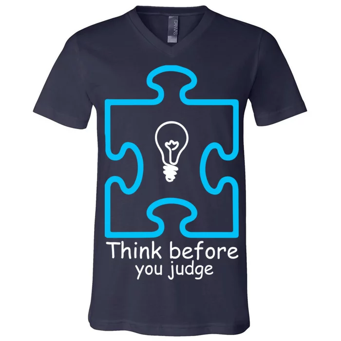 Think Before You Judge Autism Awareness V-Neck T-Shirt