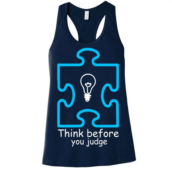 Think Before You Judge Autism Awareness Women's Racerback Tank