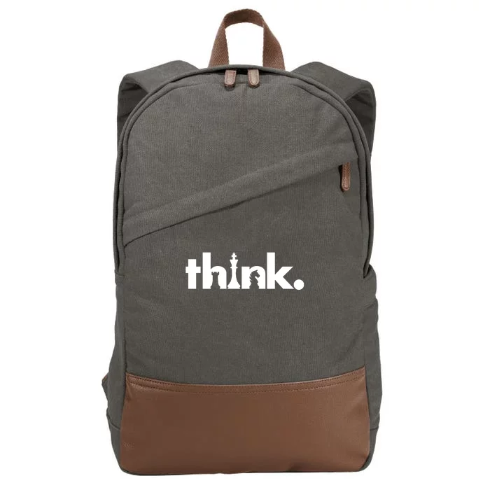 Think Chess Lover King Knight Rook Cotton Canvas Backpack