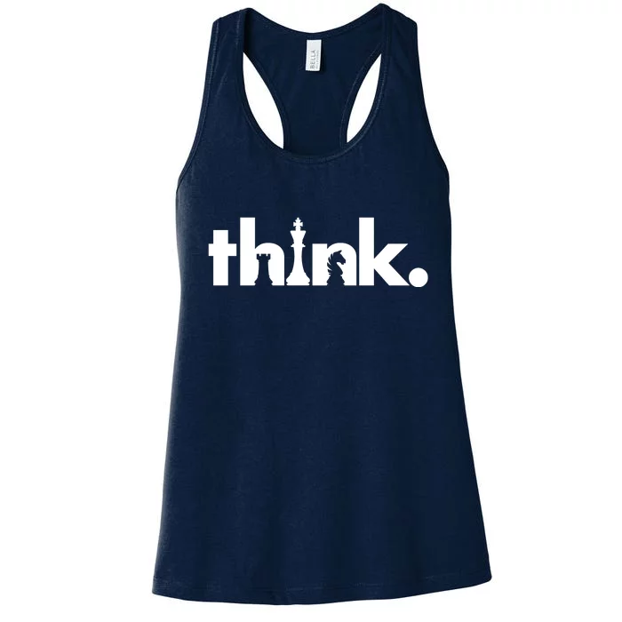 Think Chess Lover King Knight Rook Women's Racerback Tank