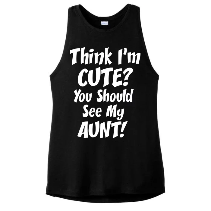 Think I'm Cute? See My Auntie Ladies Tri-Blend Wicking Tank