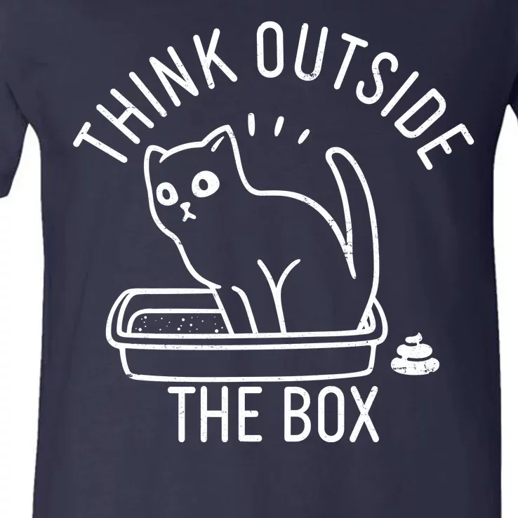 Think Outside The Box Cat Poop V-Neck T-Shirt