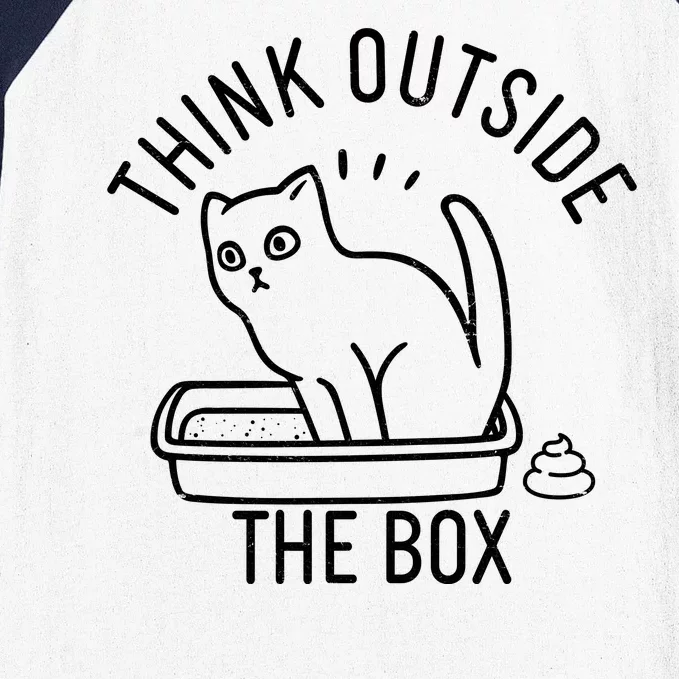 Think Outside The Box Cat Poop Baseball Sleeve Shirt