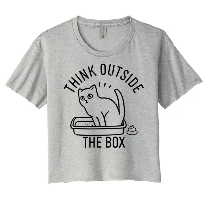 Think Outside The Box Cat Poop Women's Crop Top Tee