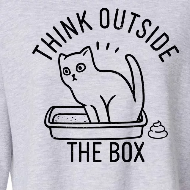 Think Outside The Box Cat Poop Cropped Pullover Crew