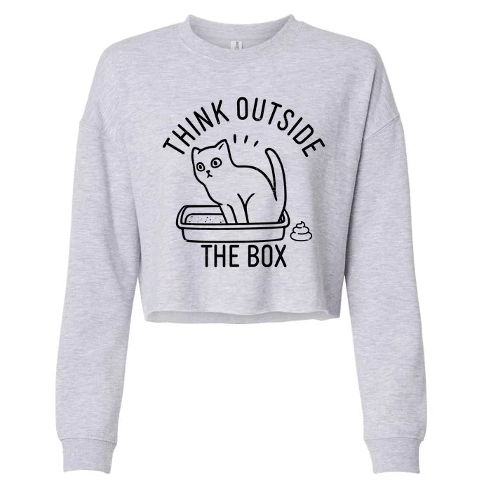 Think Outside The Box Cat Poop Cropped Pullover Crew