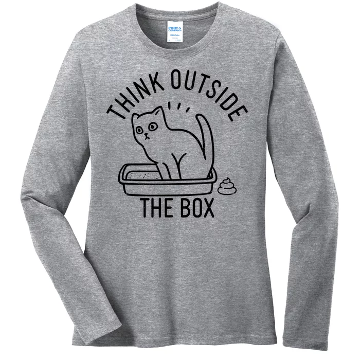 Think Outside The Box Cat Poop Ladies Long Sleeve Shirt