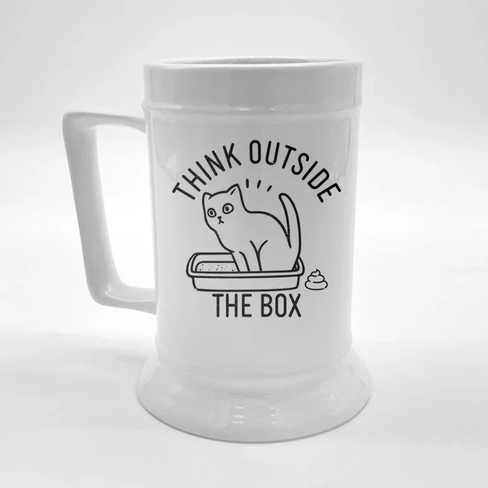 Think Outside The Box Cat Poop Front & Back Beer Stein