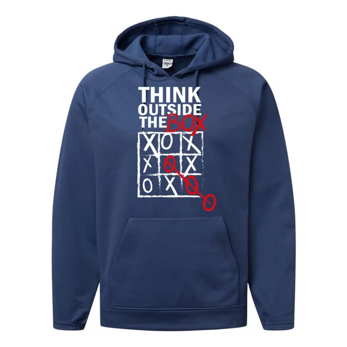 Think Outside The Box Tic Tac Toe Performance Fleece Hoodie