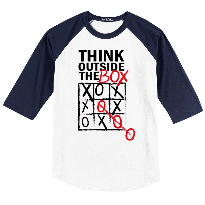 Think Outside The Box Tic Tac Toe Baseball Sleeve Shirt