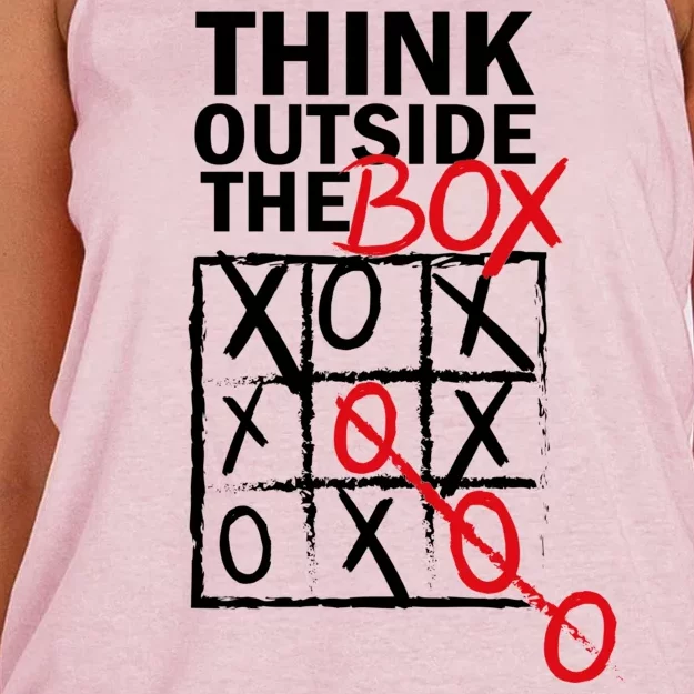 Think Outside The Box Tic Tac Toe Women's Knotted Racerback Tank