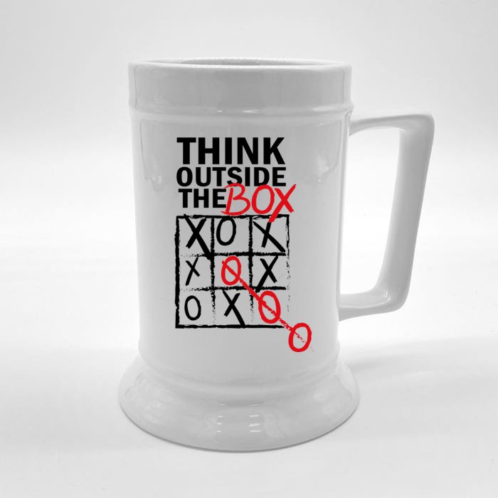 Think Outside The Box Tic Tac Toe Front & Back Beer Stein