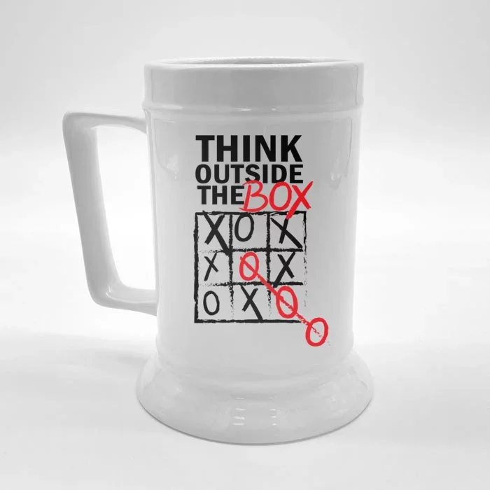 Think Outside The Box Tic Tac Toe Front & Back Beer Stein