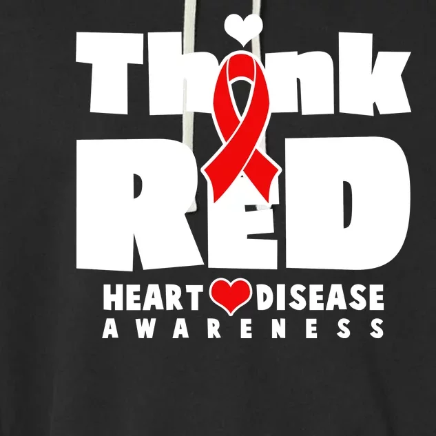 Think Red Heart Disease Awareness Garment-Dyed Fleece Hoodie