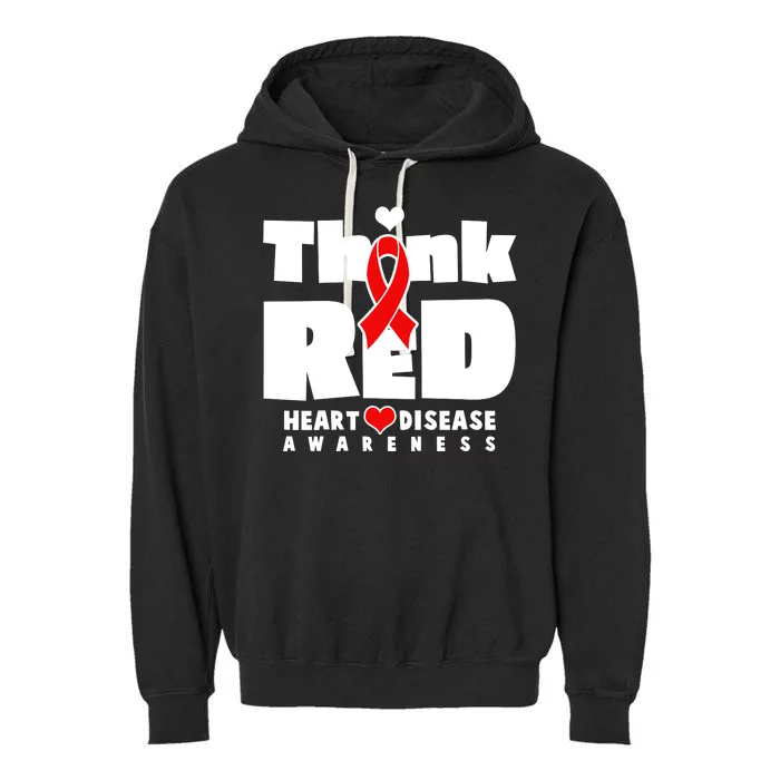 Think Red Heart Disease Awareness Garment-Dyed Fleece Hoodie