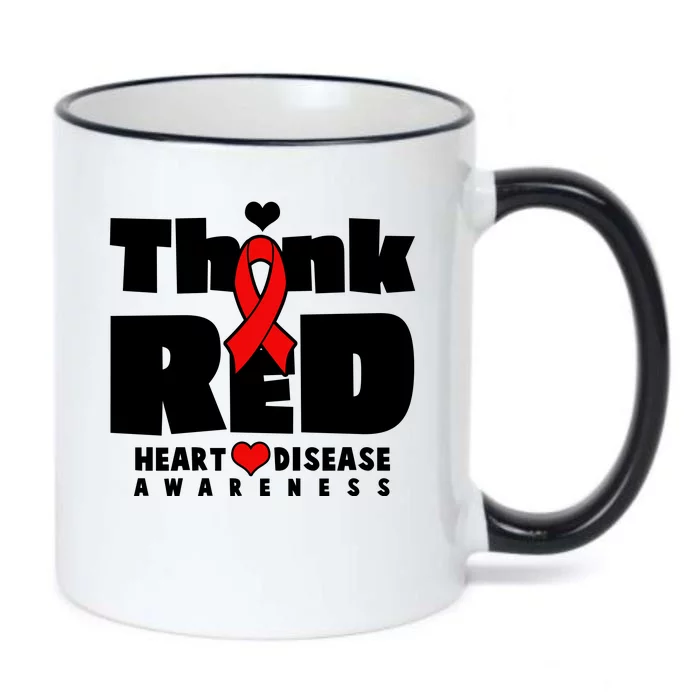 Think Red Heart Disease Awareness Black Color Changing Mug