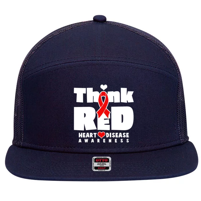 Think Red Heart Disease Awareness 7 Panel Mesh Trucker Snapback Hat