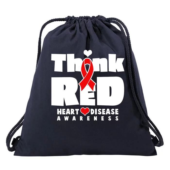 Think Red Heart Disease Awareness Drawstring Bag