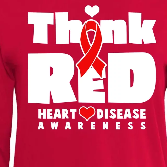 Think Red Heart Disease Awareness Womens Cotton Relaxed Long Sleeve T-Shirt